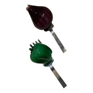 1970’s Art Glass Onion and Pepper Set- 2 Pieces