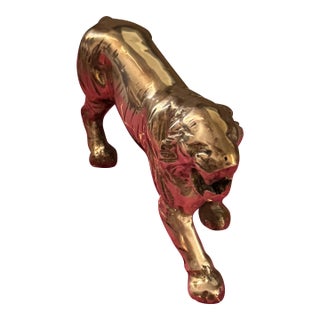Vintage Solid Brass Tiger For Sale