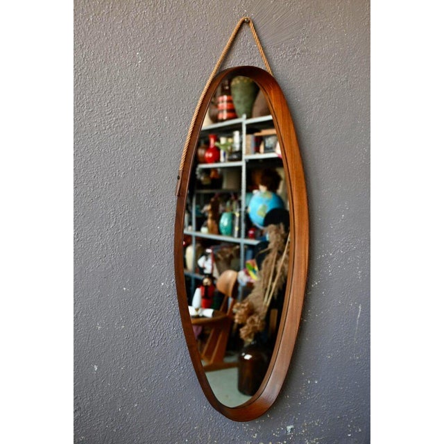 Beige Large Italian Wood and Rope Oval Mirror, 1960s For Sale - Image 8 of 12
