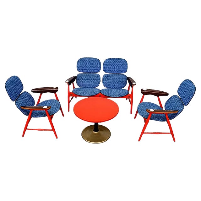 Armchairs, Sofa and Coffee Table by Marco Zanuso for Poltronova, 1960s, Set of 4 For Sale