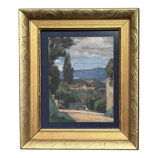1950s Côte D’Azur Provincial Painting in Vintage French Frame For Sale