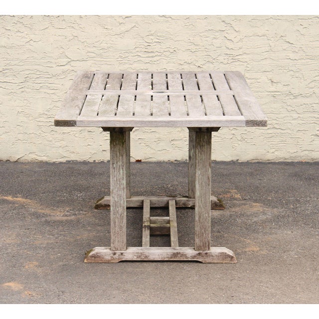 Gloster Teak Outdoor Patio Dining Table With Four Chairs For Sale - Image 16 of 18