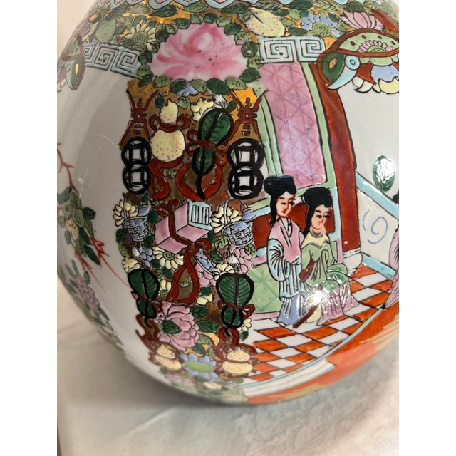Vintage Chinese Export Famille Rose Monumental Floriform Vase For Sale - Image 4 of 12