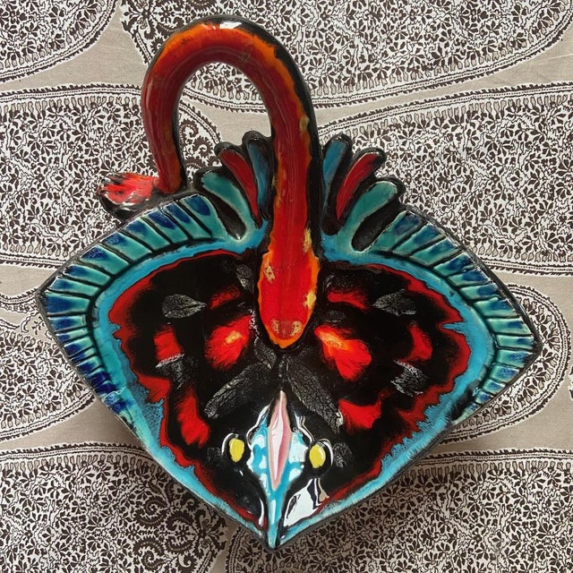 French Majolica Vallauris Manta Ray Dish Platter, 1960 For Sale - Image 3 of 9