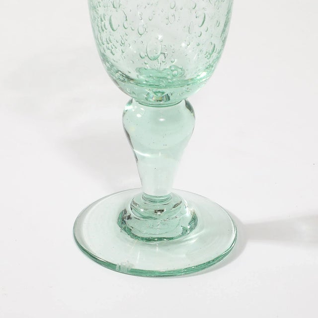 La Verrerie De Biot Set of 6 Handblown Pale Aquamarine Stemmed Drinking Glasses For Sale In New York - Image 6 of 12