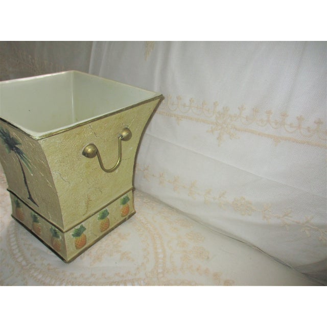 1990s Vintage Resin Palm Tree and Pineapple Design Wastebasket Chairish