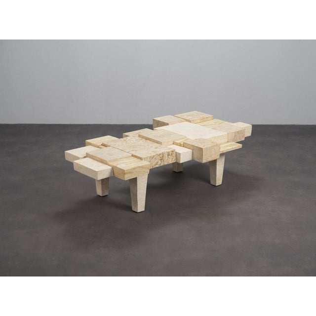 Architectural Travertine Coffee Table, Belgium, 1970s For Sale - Image 10 of 10