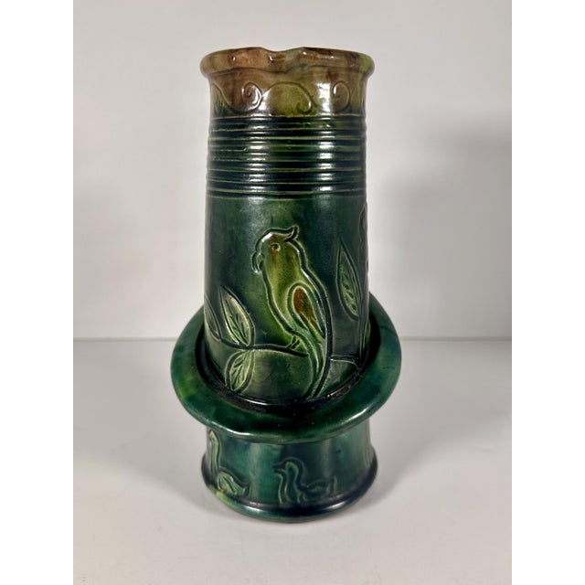 Art Nouveau Art Nouveau Belgium Pottery Jug with Twisted Handle For Sale - Image 3 of 10