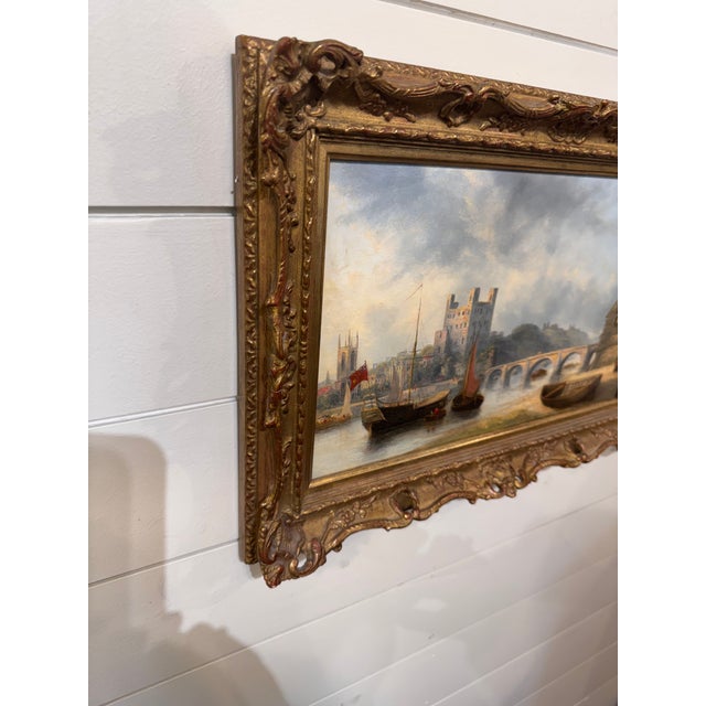 English 19th Century Oil on Board "Rochester Castle" For Sale - Image 3 of 8