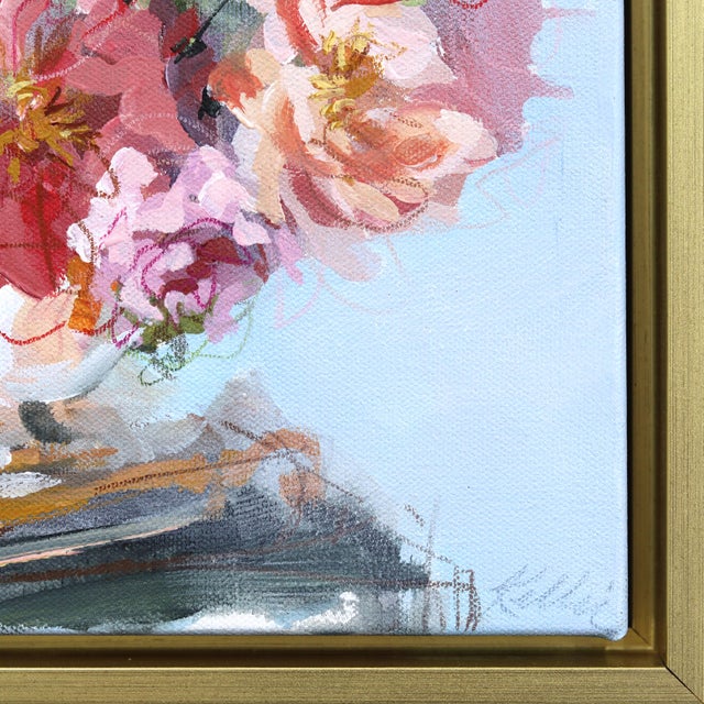 2020s Flower Study - Framed Abstract Colorful Still Life Mixed Media Art on Canvas Original Artwork by Kellie Newsome For Sale - Image 5 of 9