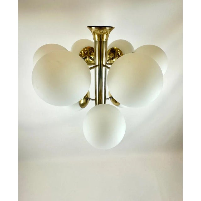 Mid-Century Atomic Brass 9-Arm Chandelier, 1970s For Sale - Image 12 of 15
