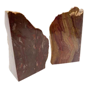 1950s Natural Red Jasper Bookends - Set of 2