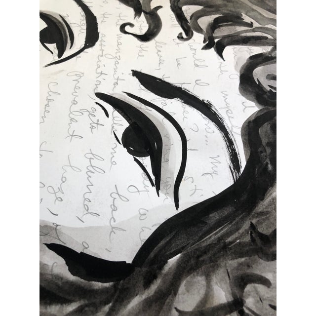 Abstract “Thoughts” by Cassandra Auker, Figurative Ink and Graphite on Paper For Sale - Image 3 of 5