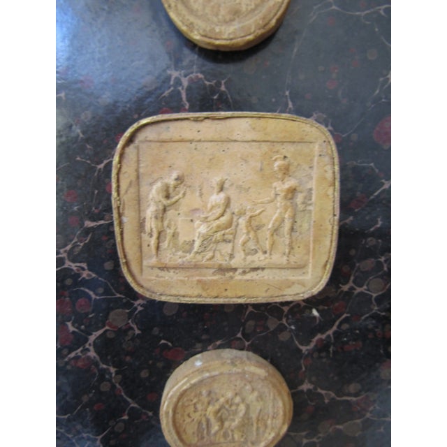 Set of 2 Framed Intaglios in Reclaimed Wood Antique Frames For Sale - Image 4 of 8