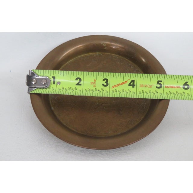 Brass Decorative Small Plate Trinket Tray Dish With Engraved Floral Design 5096b For Sale - Image 10 of 14