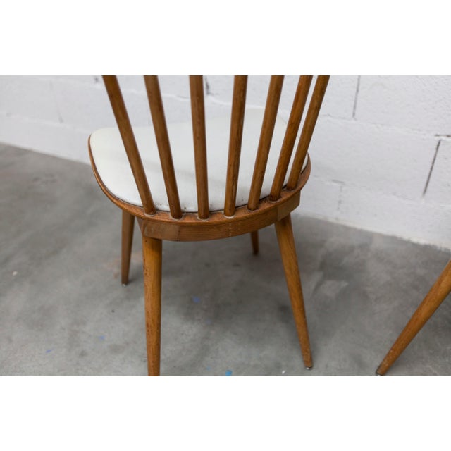 Wood Set of Vintage Menuet Chairs with White Skai Seat from Baumann, 1970s For Sale - Image 7 of 18