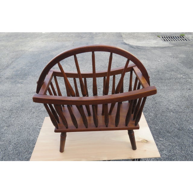 Solid Oak Vintage Newspaper Stand Magazine Rack For Sale - Image 11 of 13