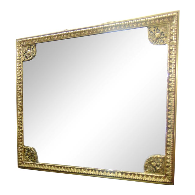 French Style Brass Beveled Glass Dresser Mirror For Sale