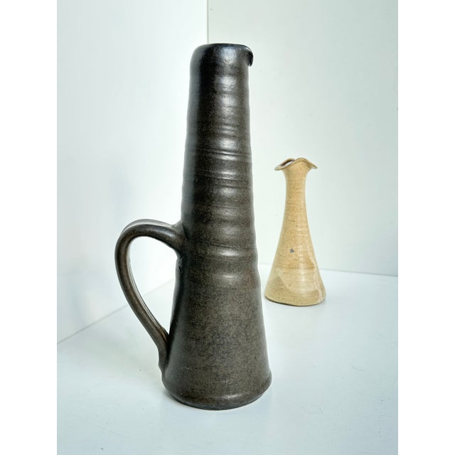 Hand-Thrown Slim Studio Ceramic Vases, Germany, 1980s, Set of 2 For Sale - Image 13 of 15