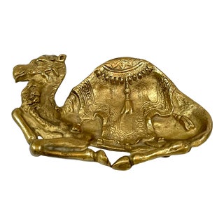 Vintage Brass Arabian Camel Footed Dish For Sale