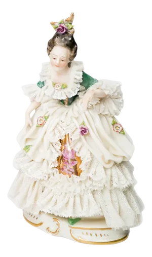 Baroque Style Porcelain Figure of Lady from Capodimonte, 1900s