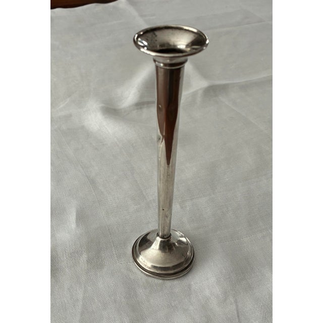 Metal Mid-Century Sterling Silver Trumpet Bud Vase For Sale - Image 7 of 8