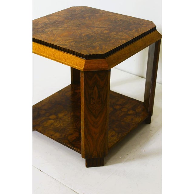 Art Deco French Side Table in Walnut Burl and Oak, 1925 For Sale - Image 11 of 14
