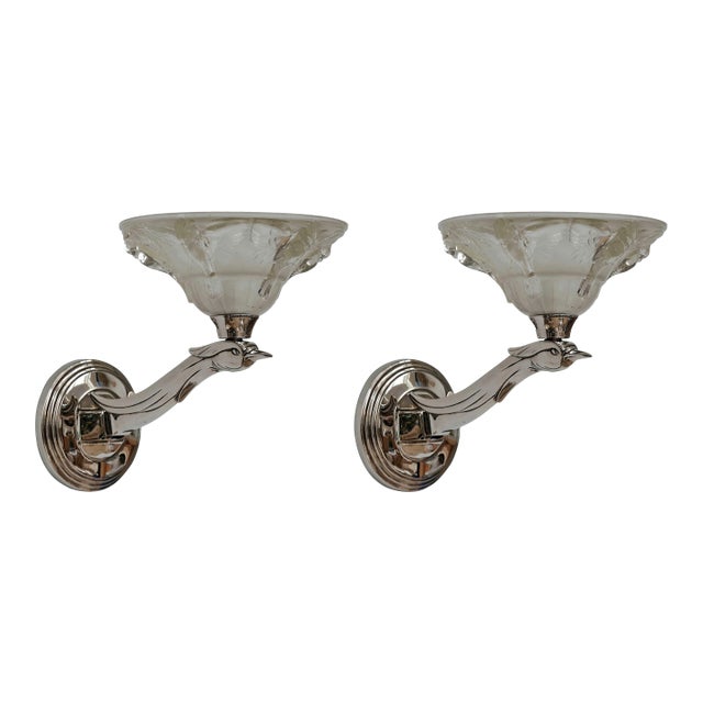 French Art Deco Wall Sconces by Boris Lacroix 1930s France - A Pair For Sale