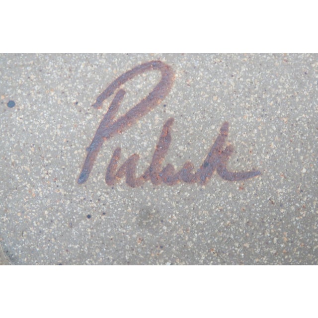 Late 20th Century Pulick Mid Century Modern Stoneware Clay Bowl With Handle 4641b For Sale - Image 5 of 14