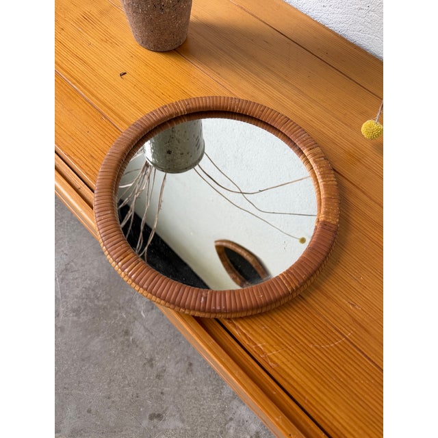 1960s Vintage Round Wicker Mirror, 1960s For Sale - Image 5 of 17