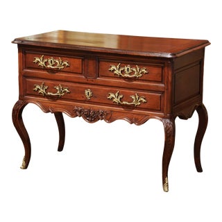 18th Century French Louis XV Carved Walnut Chest of Drawers From Provence For Sale