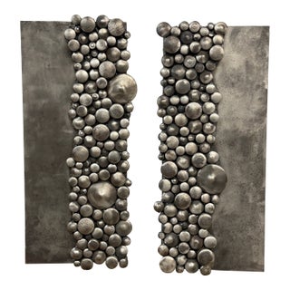 Sculpted Metal Rock Plates, Set of Two For Sale