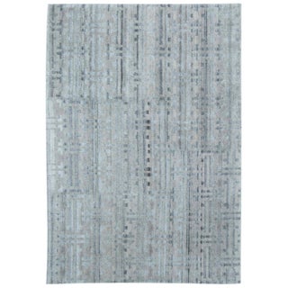 Contemporary Terra Blue Hand Knotted in Natural Wool Rug by Doris Leslie Blau For Sale