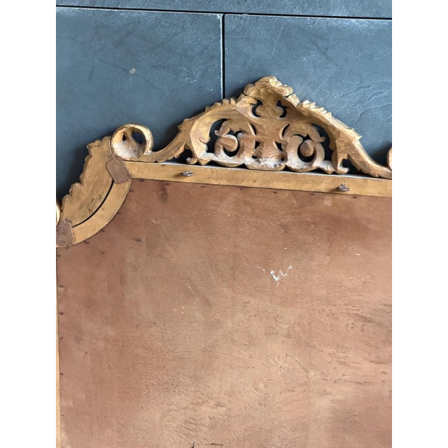 French Louis XV Style Hand-Carved Giltwood Wall Mirror with Beveled Glass, 1950s For Sale - Image 9 of 12