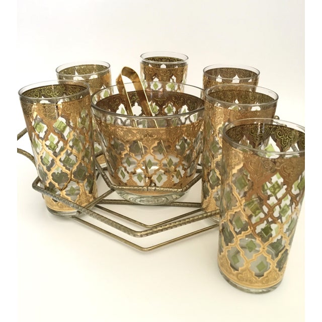 MidCentury Modern Culver Valencia Hiball Caddy Set With Ice Bucket and