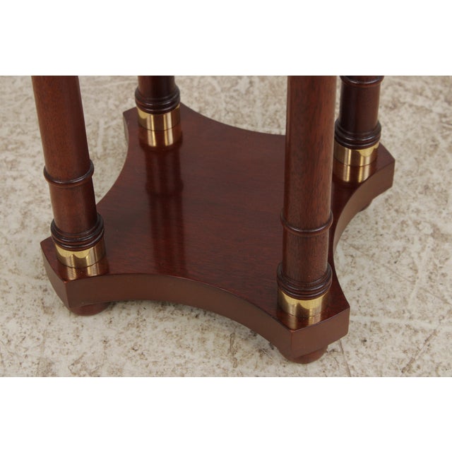 1980s Pair of Baker Mahogany Round Plant Lamp Stands For Sale - Image 5 of 13