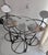 Striking postmodern “He/She” sculptural bistro set, attributed to Rockledge Studios (unsigned). This rare figural set...