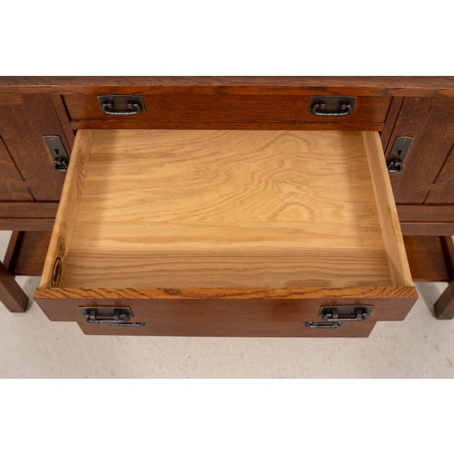 Wood Stickley Mission Oak Two-Tier Server Sideboard Buffet For Sale - Image 7 of 18