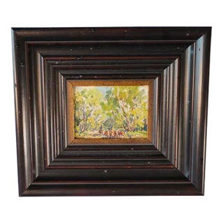 1940s Marjorie Reed - Miniature Oil on Board - Cattlemen For Sale