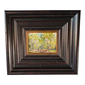 1940s Marjorie Reed - Miniature Oil on Board - Cattlemen