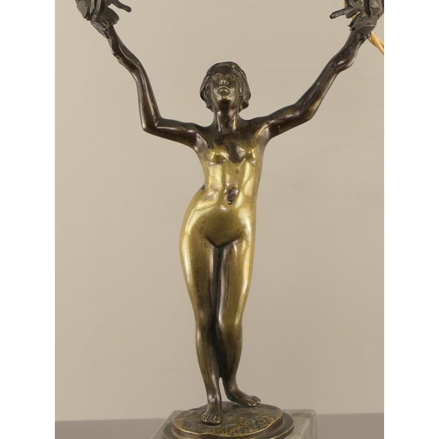 Antique Art Nouveau Daphne Table Lamp in Patinated Bronze, 1890s For Sale - Image 11 of 16