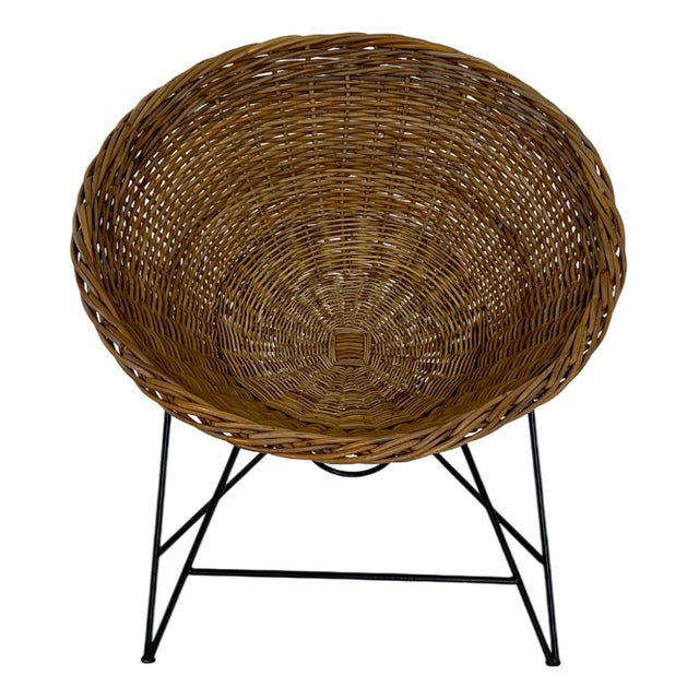 Cone Wicker Chair, 1960s For Sale
