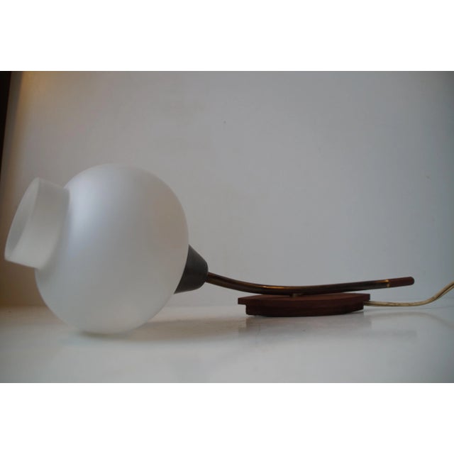 1950s Italian Modernist Tulip Sconce in Brass, Teak and Opal Glass, 1950s For Sale - Image 5 of 10