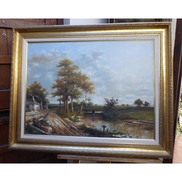 Robert Scalvini, Landscape Composition, 1980s, Oil Painting on Canvas, Framed For Sale - Image 10 of 16