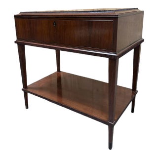 Medium Walnut Evans Side Table With Ebonized Details From the Madeline Stuart Collection For Sale