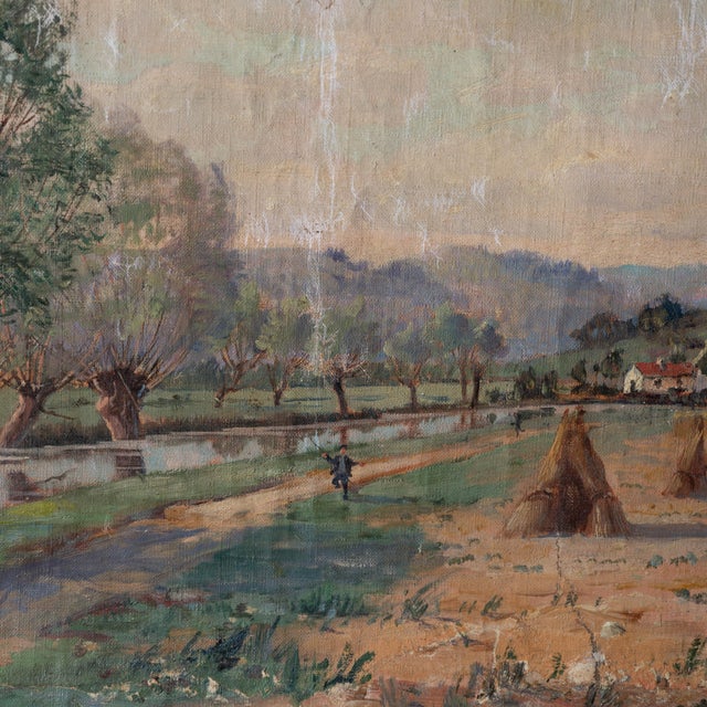 Blue Continental River Landscape, 19th Century For Sale - Image 8 of 15