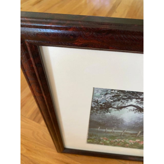 Bottle Green Original Landscape Watercolor - by Sue Sweterlitsch, Vermont Farm House With Spring Flowers For Sale - Image 8 of 9