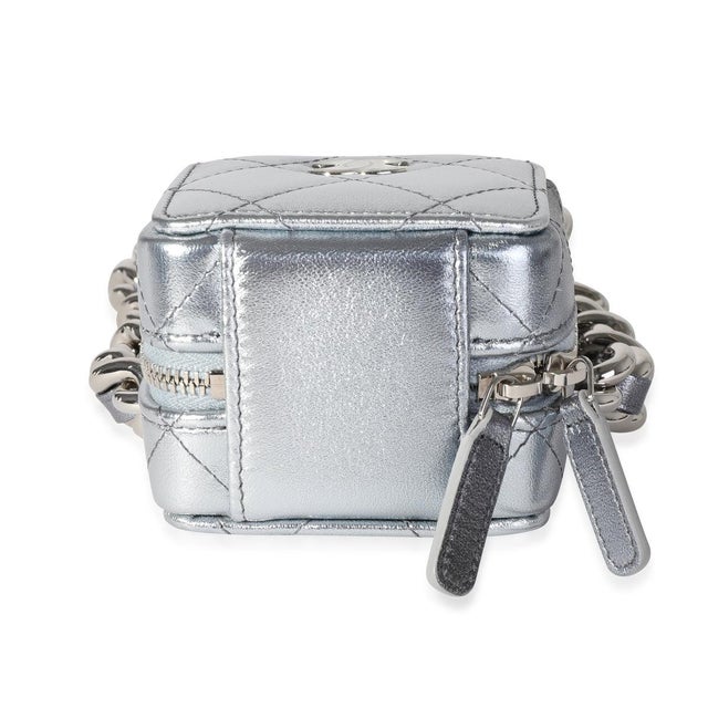 Chanel Metallic Lambskin Quilted Coco Punk Clutch With Chain For Sale - Image 4 of 6
