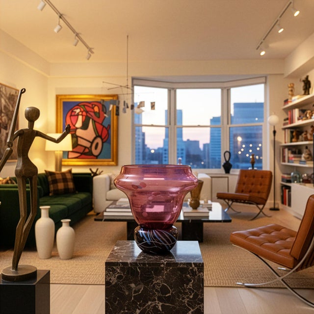 Signed 1990 Postmodern Studio Art Glass Vessel Sculpture - 13" For Sale - Image 4 of 13