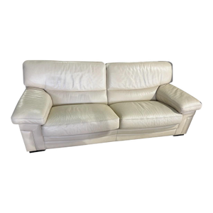 Vintage Roche Bobois Cream Leather Sofa